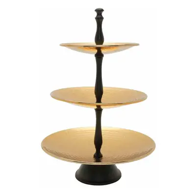 Karaca Home Moroccan 3-Tier Cake Stand, 30cmx42cm, Gold Black