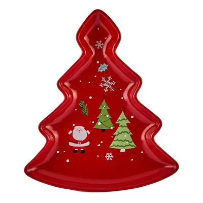 Karaca New Year Christmas New Generation Bone Golden Line Christmas Tree Decorative Plate, 21cm,