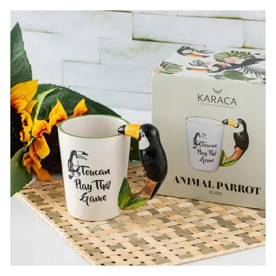 Karaca Animal Parrot Stoneware Mug, 420ml, Multi