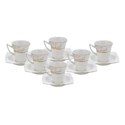 Karaca​ Autumn Piece Porcelain Espresso Turkish Coffee Cup Set for People, 85ml, Gold White