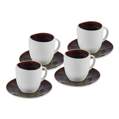 Karaca Piece Galactic Reactive Glaze Espresso Turkish Coffee Cup Set for People, 100ml, White Mu