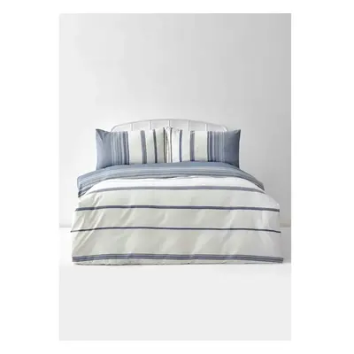 Karaca Home Dobby Woven Duvet Cover Set, Super King, White Indigo