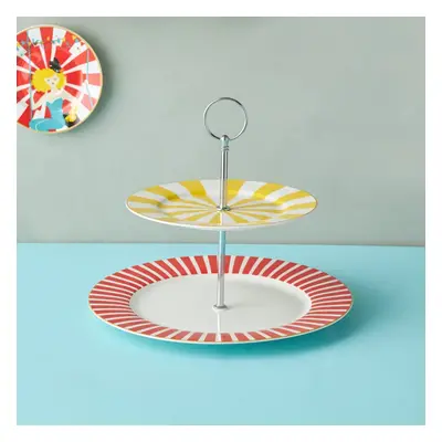 Karaca Circus Porcelain 2-Tier Cake Stand, 27cm, Multi