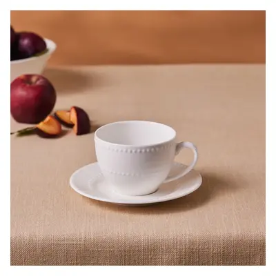 Karaca Cody New Generation Bone Tea Cup and Saucer, 220ml, White