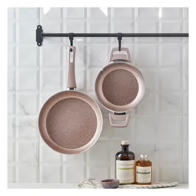 Karaca Rosegold Biogranite 2-Piece Induction Pan Set, Rose Gold