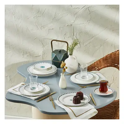 Karaca iznik Piece Porcelain Serveware Set for People, 19cm, White Multi