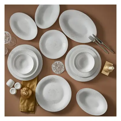 Karaca Fine Pearl Bella 58-Piece Dinner Set for People, White