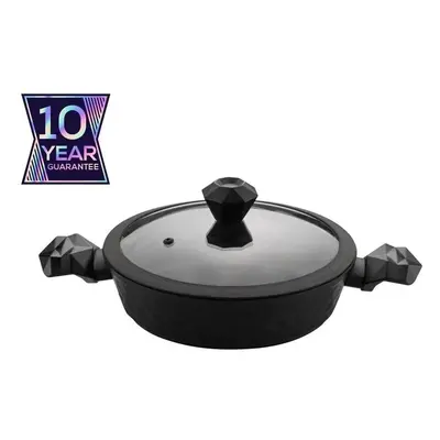 Karaca BioDiamond Non-Stick Antibacterial Handle Induction Shallow Casserole with Lid, 3.2L, Bla