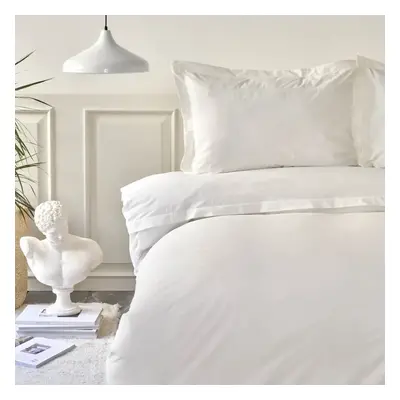 Karaca Home Livia Percale Embroidered 100% Turkish Cotton Duvet Cover Set, Double, White