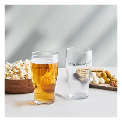 Karaca Eloy Piece Glass Beer Glass Set, 454ml, Transparent Black