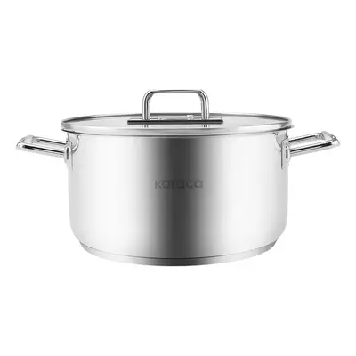 Karaca Grace Stainless Steel Induction Stockpot with Lid, 24cm, Silver