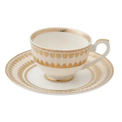 Weimar Joanna Of Bavarıa Piece Fine Bone Coffee Cup and Saucer Set for People, 90ml, White Gold