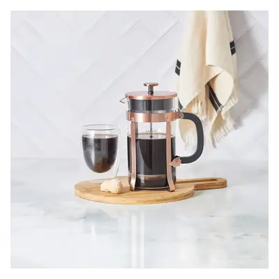 Karaca Borosilicate Glass Brushed Copper French Press, 1000ml, Copper Black