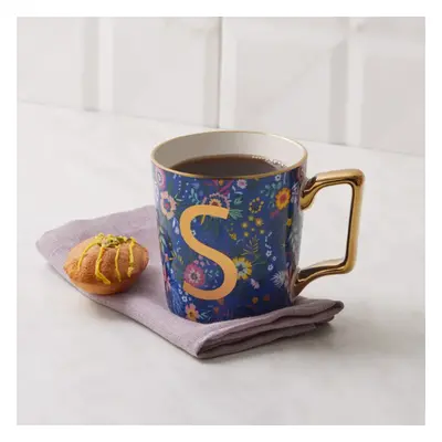 Karaca Flower Porcelain Letter Mug, 350ml, Multi