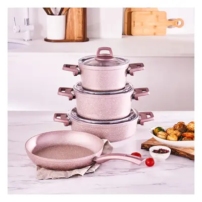 Karaca Anna Biogranite 7-Piece Induction Cookware Set, Antique Rose