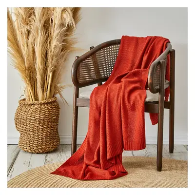 Karaca Home Double Seed Stitch Throw, 130cmx170cm, Terra Cotta