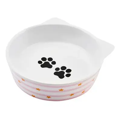 Karaca Ceramic Round Pet Bowl, 14cm, White Multi