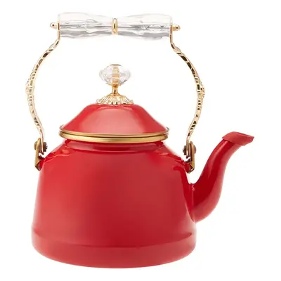 Karaca Troy Vintage Enamel Induction Kettle, 2.6L, Red Gold