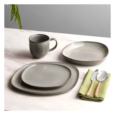 Karaca Petra 16-Piece Reactive Glaze Dinner Set for People, Anthracite Multi