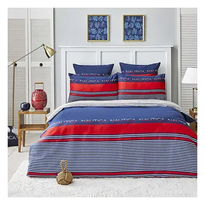 Nautica Drifting 100% Turkish Cotton Duvet Cover Set, Single, 140cmx200cm, Navy Blue Multi