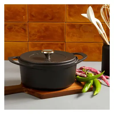 Pot Art Cast Iron Induction Stockpot with Lid, 24cm, Black