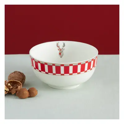 Karaca Aries Porcelain CerealSoup Bowl, 14cm, Red Multi