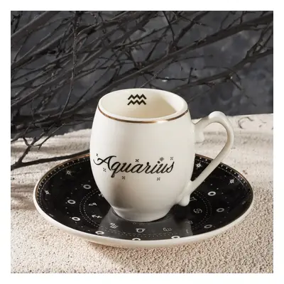 Karaca Signs of the Zodiac Aquarius Porcelain Espresso Turkish Coffee Cup, 90ml, Multi