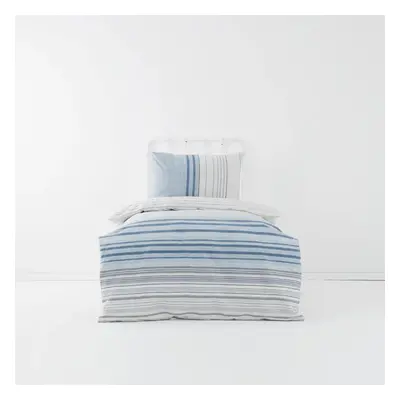 Karaca Home Aspen 100% Turkish Cotton Duvet Cover Set, Single, White Blue