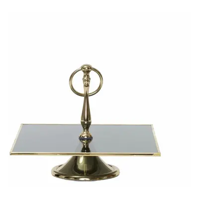 Karaca Home Line Glass Decorative Cake Stand, 25cm, Gold Black