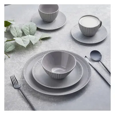 Karaca Sendai 20-Piece Stoneware Handmade Dinner Set for People, Grey