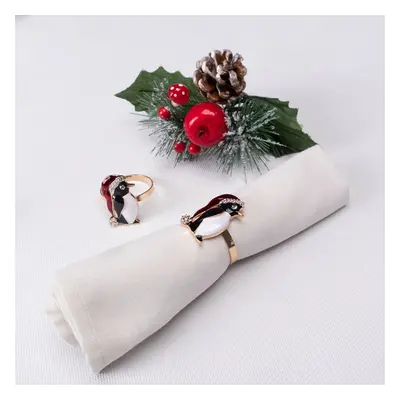 Karaca Home New Year Christmas Penguin Metal Napkin Ring Set, Piece, Multi