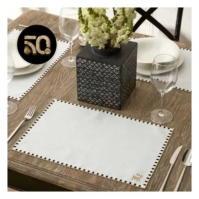 Karaca Home 50th Anniversary Collection Core Rectangle Placemat Set, Piece, 32cmx28cm, White Gol