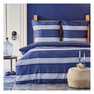 Nautica Moby 100% Turkish Cotton Duvet Cover Set, King, 230cmx220cm, Navy Blue Multi