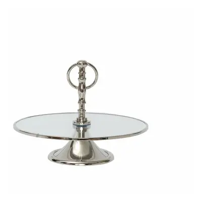 Karaca Home Line Glass Decorative Cake Stand, 25cm, Silver Transparent