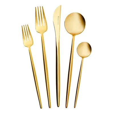 Karaca Jupiter 60-Piece Stainless Steel Cutlery Set for People, Shiny Gold