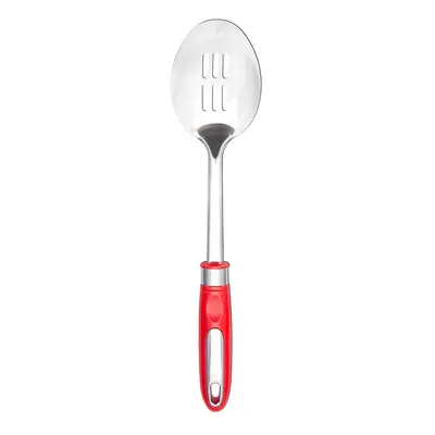 Karaca Retro Stainless Steel Slotted Serving Spoon, Red Silver