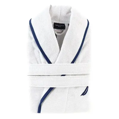 Nautica Home Marlin 100% Turkish Cotton Bathrobe, XLarge, White Navy Blue