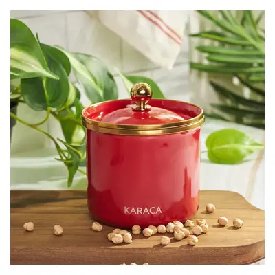 Karaca Troy Enamel Storage Jar, Small, Red Gold