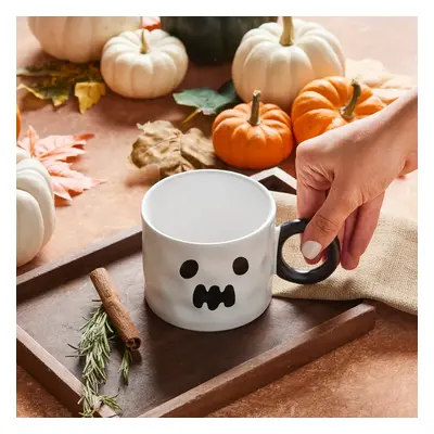 Karaca Halloween Ghost Ceramic Mug, 10cm, White Black