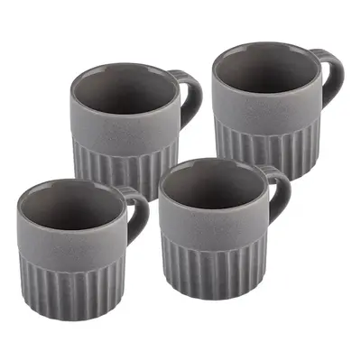 Karaca Sendai Piece Stoneware Espresso Turkish Coffee Cup Set for People, 120ml, Grey