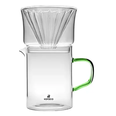 Karaca Draco Brewy Glass Pour Over Coffee Maker Set with Stand, 450ml, Green