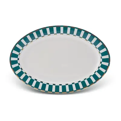 Karaca Aries Porcelain Serving Platter, 36cm, Green Multi