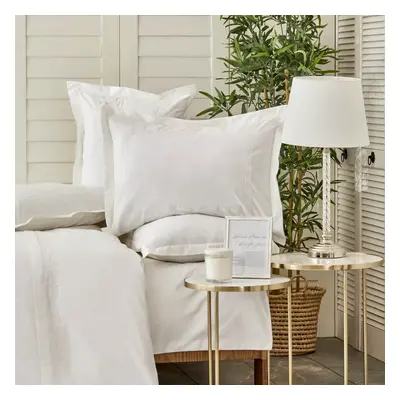 Karaca Home Nimes Percale Embroidered 100% Turkish Cotton Duvet Cover Set, Double, White