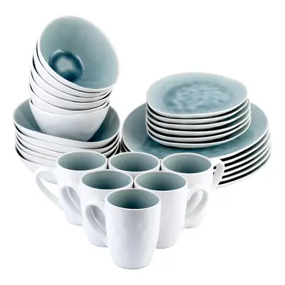 Karaca 30-Piece Reactive Glaze Dinner Set for People, Turquoise