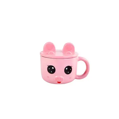 Karaca Animal Piglet Stoneware Holder Mug, 370ml, Pink