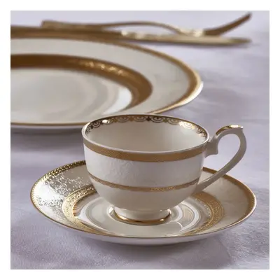 Weimar Claudia Of Bohemia Piece Fine Bone Coffee Cup and Saucer Set for People, 90ml, White Gold