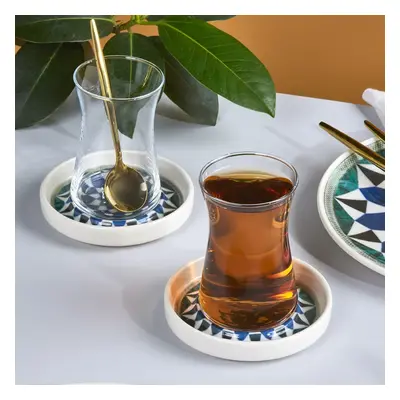 Karaca Roman Piece Ceramic Turkish Tea Set for People, 165ml, Multi