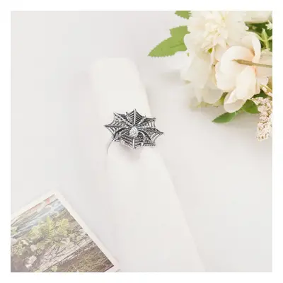 Karaca Halloween Spiderweb Napkin Ring Set, Piece, 6.5cm, Silver Multi