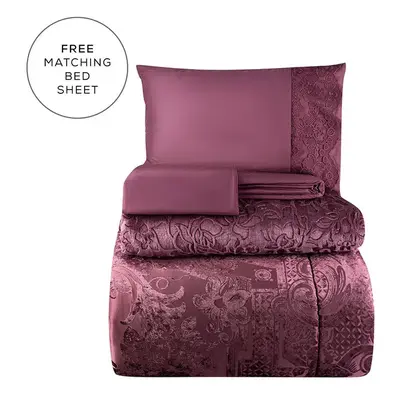 Karaca Home Valeria Royal Bedding Set with Bed Sheet, Piece, Double, Plum