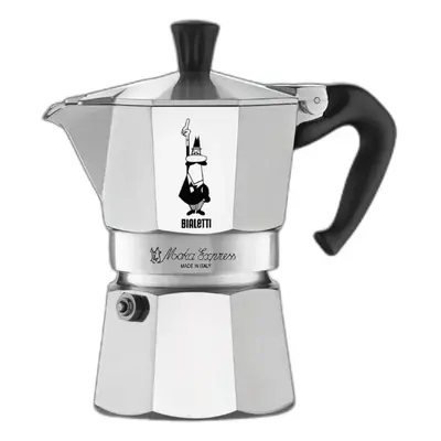 Bialetti Moka Express Hob Espresso Coffee Maker, Cups, Silver